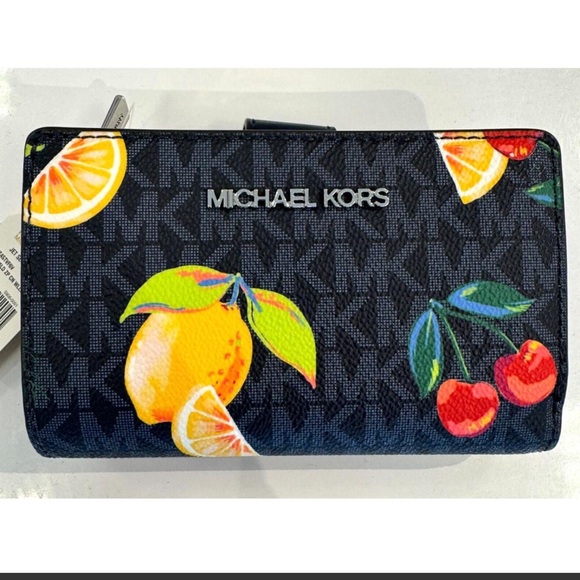 Michael Kors Jet Set Travel MD Bifold Zip Coin Credit Card Wallet MK Admiral - Picture 4 of 12